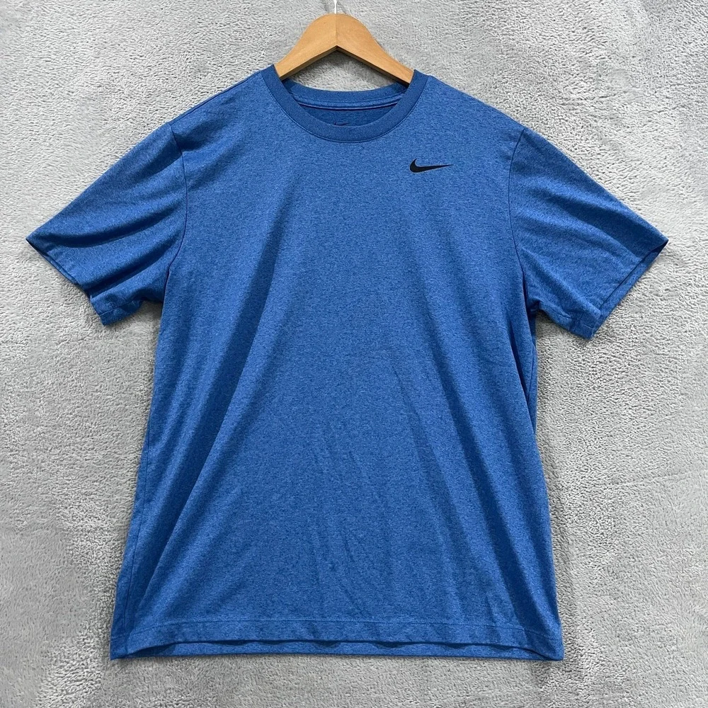 Nike Dri Fit Legend Fitness T Shirt Men Medium Heather Blue Crew Neck Athleisure